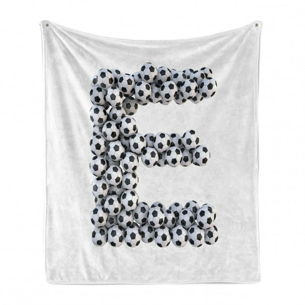 60 x 80 Balls with Hexagon Motifs Classic Sporting Equipment Theme Alphabet Letter Cozy Plush for Indoor and Outdoor Use Black and White Ambesonne Letter E Soft Flannel Fleece Throw Blanket 